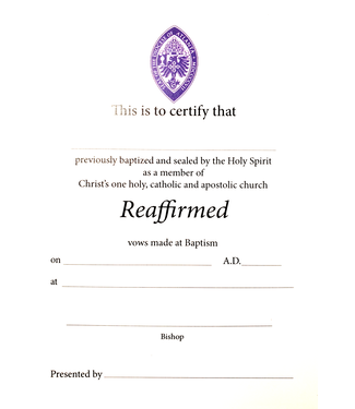 Certificate Reaffirmed Episcopal Diocese of Atlanta