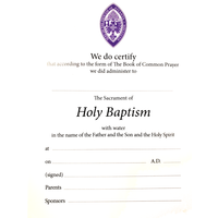 Certificate: Baptism- Episcopal Diocese of Atlanta