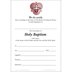 Certificate Holy Baptism (sold individually)