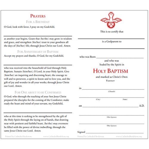 CERTIFICATE - GODPARENT BAPTISM CERTIFICATE - GODPARENT BAPTISM