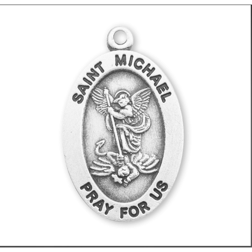 Saint Michael Archangel Oval Sterling Silver Medal with 18" Chain Saint Michael Archangel Oval Sterling Silver Medal with 18" Chain