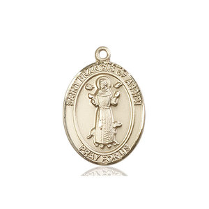 Bliss St. Francis of Assisi Medal - Oval, Large, 14kt Gold