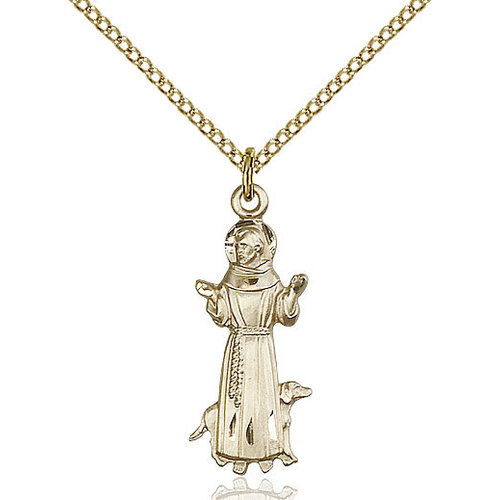 Bliss St. Francis Medal - Figure, 14kt Gold Bliss St. Francis Medal - Figure, 14kt Gold