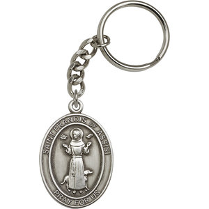 Bliss St. Francis of Assisi Keychain, Antique Silver