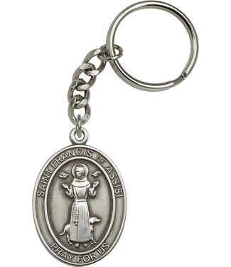 Bliss St. Francis of Assisi Keychain, Antique Silver
