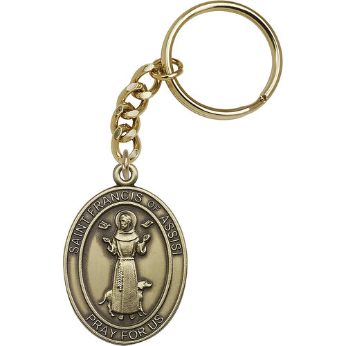 Bliss St. Francis of Assisi Keychain, Antique Gold Bliss St. Francis of Assisi Keychain, Antique Gold