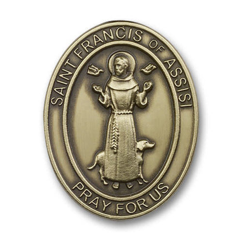 Bliss St. Francis of Assisi Visor Clip, Antique Gold