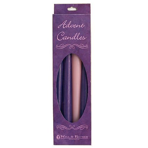ADVENT CANDLES 10 in X 7/8 PURPLE AND PINK ADVENT CANDLES 10 in X 7/8 PURPLE AND PINK