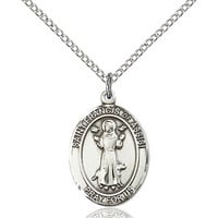 St. Francis of Assisi Pendant - Oval, Medium, Sterling Silver
