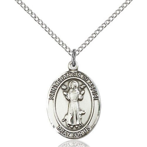 Bliss St. Francis of Assisi Pendant - Oval, Medium, Sterling Silver