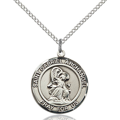 Bliss St. Gabriel the Archangel Pendant - Round, Medium, Sterling Silver Bliss St. Gabriel the Archangel Pendant - Round, Medium, Sterling Silver