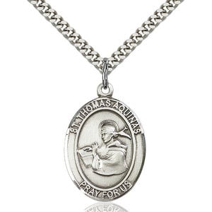 Bliss St. Thomas Aquinas Pendant - Oval, Large, Sterling Silver