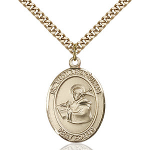 Bliss St. Thomas Aquinas Pendant- Oval, Large, 14kt Gold Filled