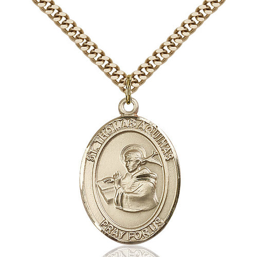 Bliss St. Thomas Aquinas Pendant- Oval, Large, 14kt Gold Filled Bliss St. Thomas Aquinas Pendant- Oval, Large, 14kt Gold Filled