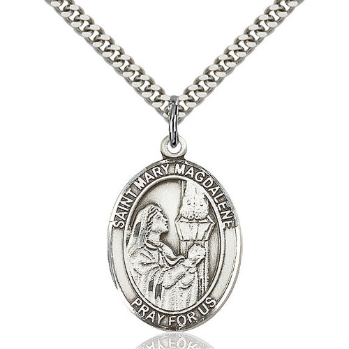 Bliss St. Mary Magdalene Pendant - Oval, Large, Sterling Silver Bliss St. Mary Magdalene Pendant - Oval, Large, Sterling Silver