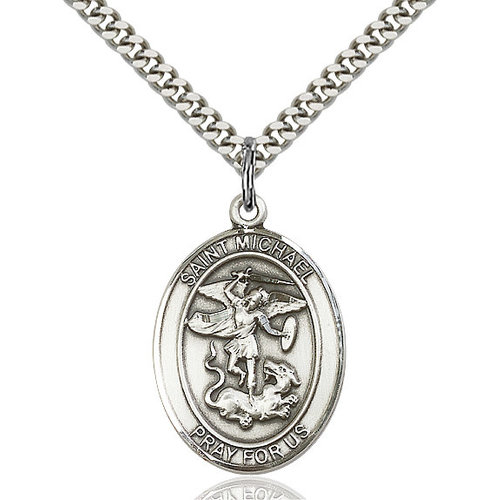 Bliss St. Michael the Archangel Pendant - Oval, Large, Sterling Silver Bliss St. Michael the Archangel Pendant - Oval, Large, Sterling Silver