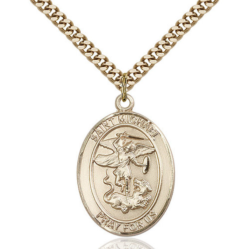 Bliss St. Michael the Archangel Pendant - Oval, Large, 14kt Gold Filled Bliss St. Michael the Archangel Pendant - Oval, Large, 14kt Gold Filled