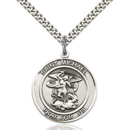 Bliss St. Michael the Archangel Pendant - Round, Large, Sterling Silver Bliss St. Michael the Archangel Pendant - Round, Large, Sterling Silver