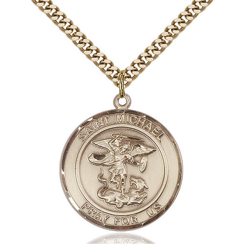 Bliss St. Michael the Archangel Pendant - Round, Large, 14kt Gold Filled Bliss St. Michael the Archangel Pendant - Round, Large, 14kt Gold Filled