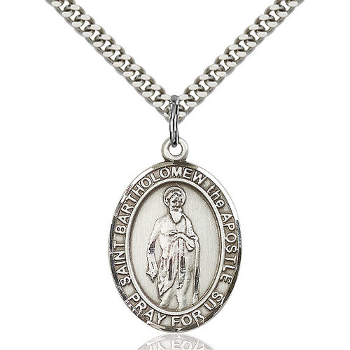 Bliss St. Bartholomew the Apostle Pendan - Oval, Large, Sterling Silver Bliss St. Bartholomew the Apostle Pendan - Oval, Large, Sterling Silver