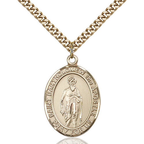Bliss St. Bartholomew the Apostle Pendant - Oval, Large, 14kt Gold Filled Bliss St. Bartholomew the Apostle Pendant - Oval, Large, 14kt Gold Filled