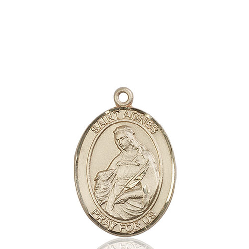 Bliss St. Agnes of Rome Medal - Oval, Large, 14kt Gold