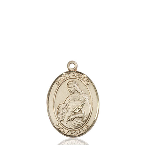 Bliss St. Agnes of Rome Medal - Oval, Medium, 14kt Gold