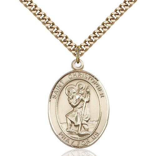 Bliss St. Christopher Pendant - Oval, Large, 14kt Gold Filled Bliss St. Christopher Pendant - Oval, Large, 14kt Gold Filled