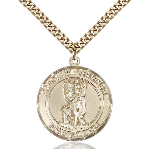 Bliss St. Christopher Pendant - Round, Large, 14kt Gold Filled Bliss St. Christopher Pendant - Round, Large, 14kt Gold Filled