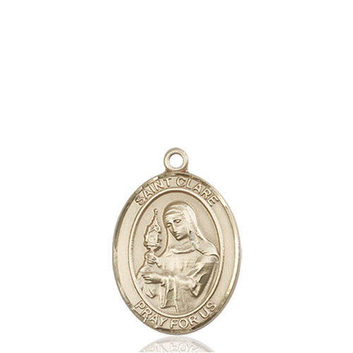 Bliss St. Clare of Assisi Medal - Oval, Medium, 14kt Gold Bliss St. Clare of Assisi Medal - Oval, Medium, 14kt Gold