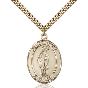 Bliss St. Gregory the Great Pendant - Oval, Large, 14kt Gold Filled