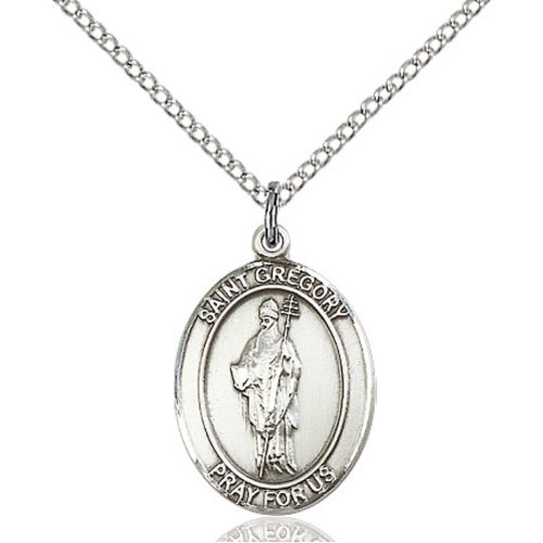 Bliss St. Gregory the Great Pendant - Oval, Medium, Sterling Silver Bliss St. Gregory the Great Pendant - Oval, Medium, Sterling Silver