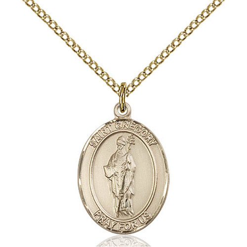 Bliss St. Gregory the Great Pendant - Oval, Medium, 14kt Gold Filled