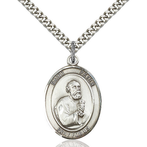 Bliss St. Peter the Apostle Pendant - Oval, Large, Sterling Silver Bliss St. Peter the Apostle Pendant - Oval, Large, Sterling Silver