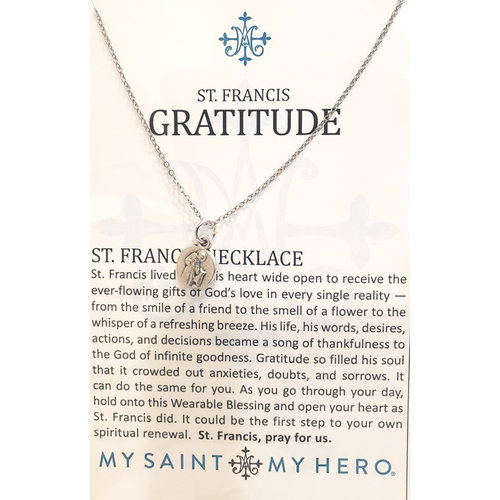 MY SAINT MY HERO St Francis Round Medal Necklace - Silver MY SAINT MY HERO St Francis Round Medal Necklace - Silver