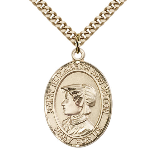 Bliss St. Elizabeth Ann Seton the Apostle Pendant - Oval, Large, 14kt Gold Filled Bliss St. Elizabeth Ann Seton the Apostle Pendant - Oval, Large, 14kt Gold Filled