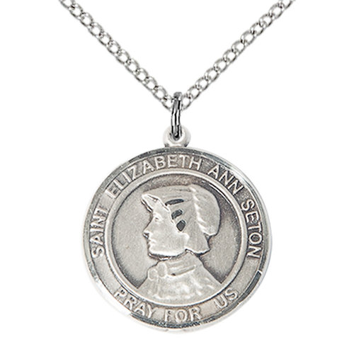 Bliss St. Elizabeth Ann Seton the Apostle Pendant -Round, Medium, Sterling Silver Bliss St. Elizabeth Ann Seton the Apostle Pendant -Round, Medium, Sterling Silver