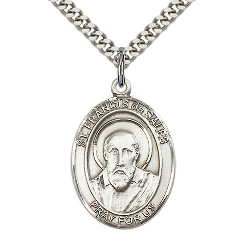 Bliss St. Francis de Sales the Apostle Pendant - Oval, Large, Sterling Silver Bliss St. Francis de Sales the Apostle Pendant - Oval, Large, Sterling Silver