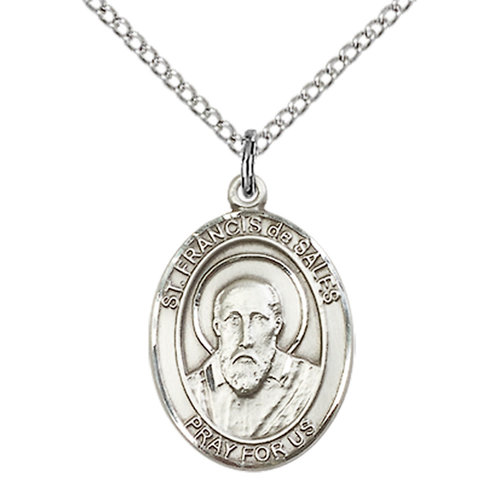 Bliss St. Francis de Sales the Apostle Pendant - Oval, Medium, Sterling Silver Bliss St. Francis de Sales the Apostle Pendant - Oval, Medium, Sterling Silver