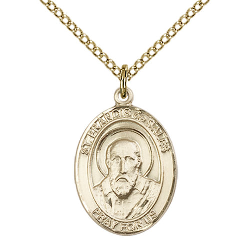 Bliss St. Francis de Sales the Apostle Pendant - Oval, Medium, 14kt Gold Filled Bliss St. Francis de Sales the Apostle Pendant - Oval, Medium, 14kt Gold Filled