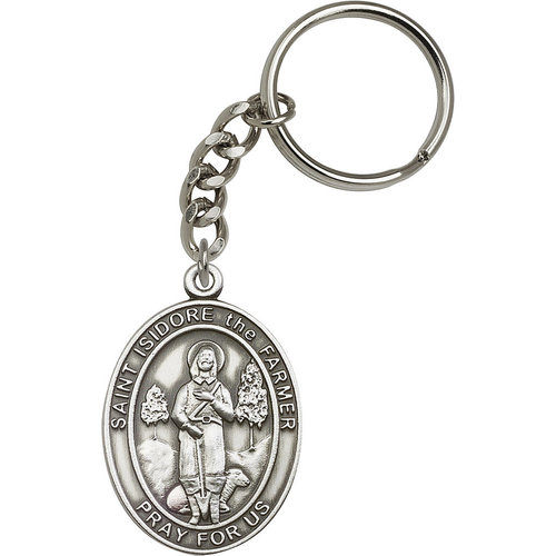 Bliss St. Isidore the Farmer Keychain, Antique Silver Bliss St. Isidore the Farmer Keychain, Antique Silver