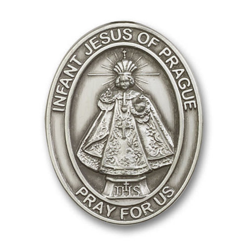 Bliss Infant of Prague Visor Clip, Antique Silver Bliss Infant of Prague Visor Clip, Antique Silver
