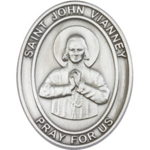 Bliss St. John Vianney Visor Clip, Silver Oxide
