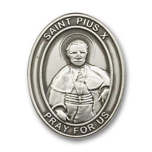 Bliss St. Pius X Visor Clip, Antique Silver Bliss St. Pius X Visor Clip, Antique Silver