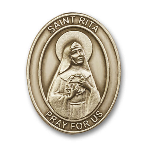 Bliss St. Rita of Cascia Visor Clip, Antique Gold Bliss St. Rita of Cascia Visor Clip, Antique Gold