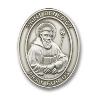 St. Benedict Visor Clip, Antique Silver