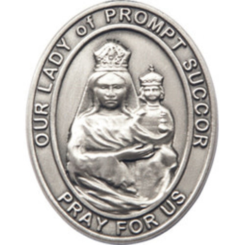 Bliss Our Lady of Prompt Succor Visor Clip, Silver Oxide Bliss Our Lady of Prompt Succor Visor Clip, Silver Oxide