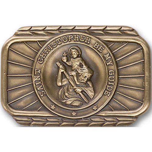 Bliss St. Christopher Visor Clip, Antique Gold Bliss St. Christopher Visor Clip, Antique Gold
