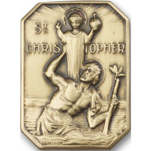 Bliss St. Christopher Visor Clip, Antique Gold Bliss St. Christopher Visor Clip, Antique Gold