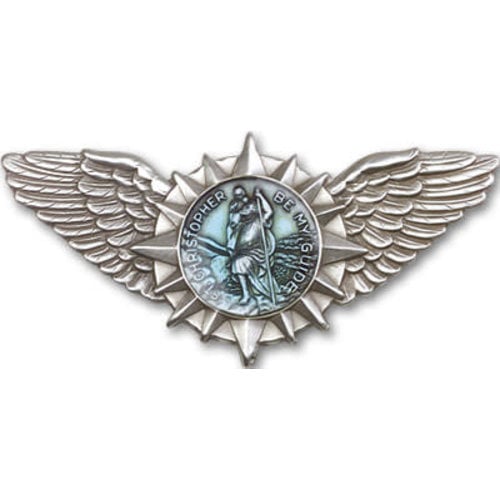 Bliss St. Christopher / Wings Visor Clip, Antique Silver